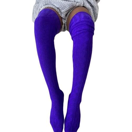 Women Stockings Autumn Winter Over Knee Stockings Sexy Warm Thick Long Knit Stockings Female Cable Long Boot Thigh-High Socks