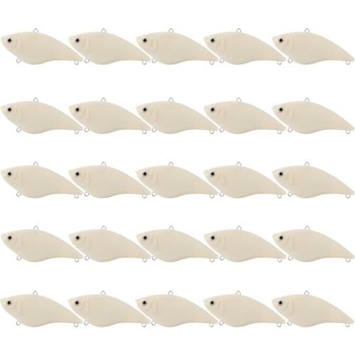 25Pcs Fishing Lures ABS Plastic Milky VIB 7.3cm 14.7g Hard Wobbler Baits with Rattles for Fish Accessories Artificial Tackle Set