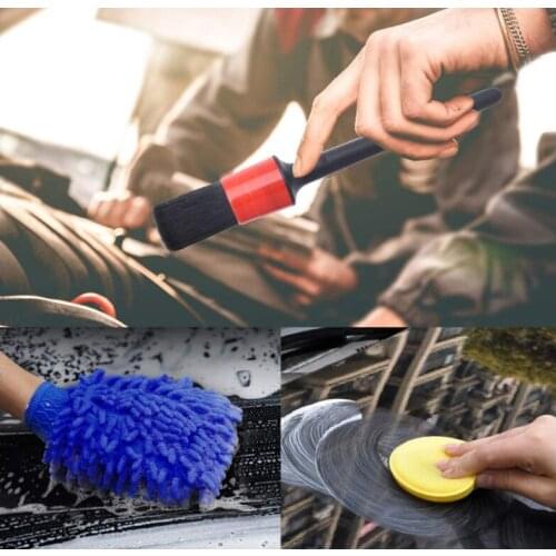 4 Types Optional Auto Beauty Detailing Brush Kit Boar Hair Vehicle Engine Wheel Cleaning Brushes