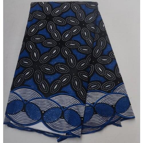 5yards/pc) high quality African dry cotton lace fabric black blue Swiss voile lace with embroidery for party dress CLP50
