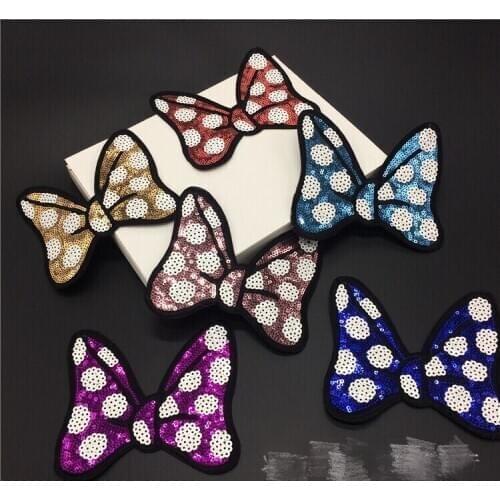 6pcs Iron On Patches Bow Embroidered Patches Apparel Fabric Sewing Applique DIY Clothes Stickers Praches