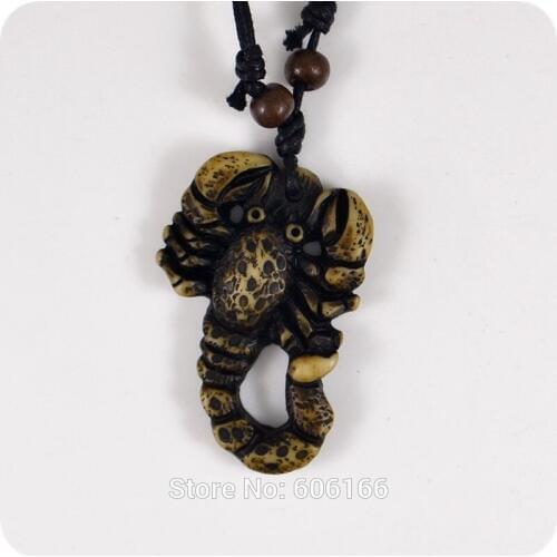NEW Design Scorpion Resin Carving Pendant Necklace Amulet Lucky Gift Tribal Fashion Jewelry