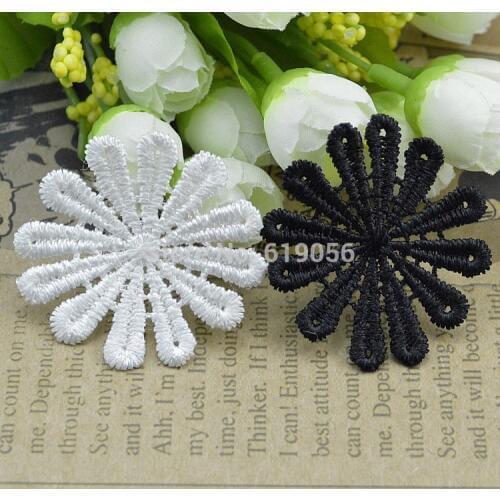 LP - 096 polyester white and black water soluble lace fabric, garment accessories, textiles flower patch, 45 mm 50 pieces/lot