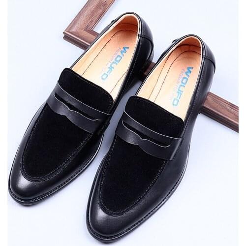 Mens brogue shoes, suede round toe, business foot style, comfortable leather single shoes, breathable, love style