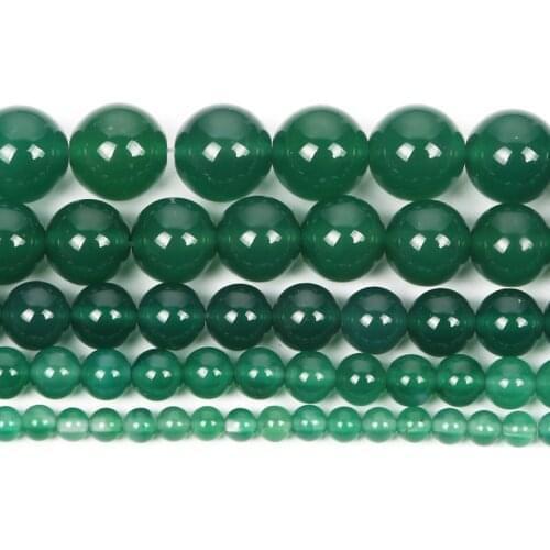 Natural Stone Beads Green Agates Round Loose Beads For Jewelry Making DIY Bracelet Accessories Beads 4 6 8 10 12 MM