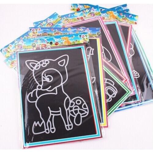 Colorful Kids Children DIY Drawing Toys Scratch Paper Magic Painting Paper With Drawing Stick For Kids 26.5cm*19cm