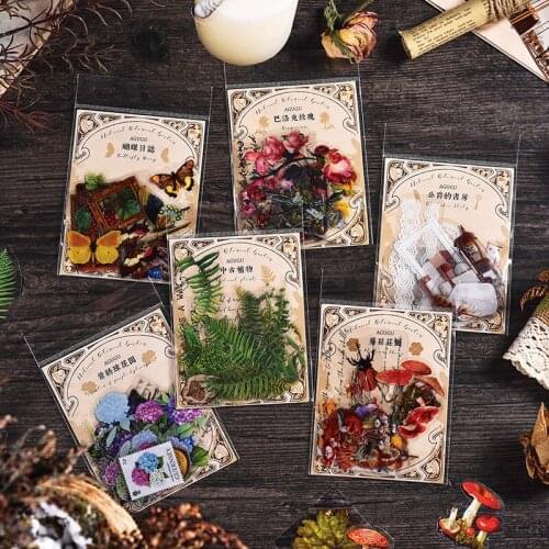 Vintage Plants Flower Mushroom transparent Decorative PVC Stickers Scrapbooking diy Label Diary Stationery Album Journal Planner