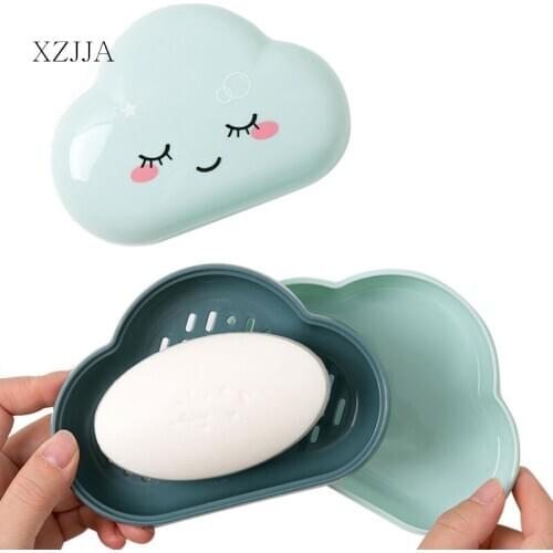 XZJJA Cute Cartoon Bathroom Soap Case Shower Drainage Soap Holder Outdoor Travel Soap Protect Box Bathroom Accessories