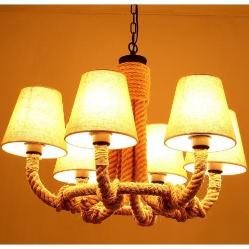 E27 American retro Hemp rope style coffee shop dining room personality creative bedroom study Pendant Lights
