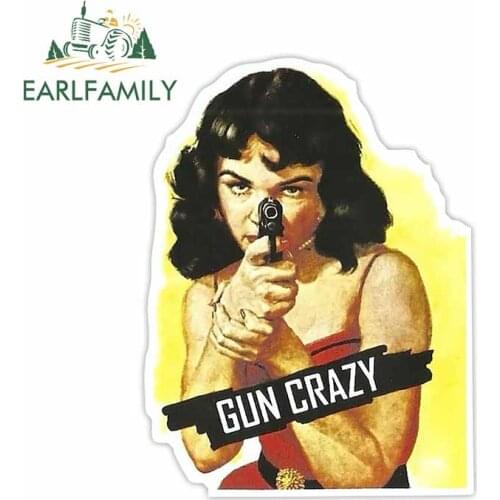 EARLFAMILY 13cm x 9.8cm SEXY GIRL WITH HAND GUN Sticker Decal Motorcycle Car Sticker Window Bumper Decor