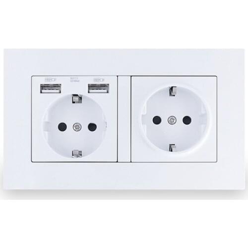 EU standard USB power socket, Russian and Spanish power socket, 110 ~ 250V 146mm * 86mm, double frame wall USB power socket