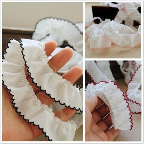 2.5cm Wide Campus Style Cotton Cloth Color Border Pleated Lace DIY Clothing Leader Skirt Lengthened Ruffle Sewing Accessories