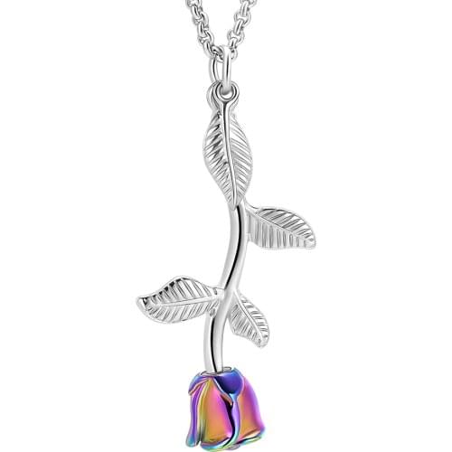 IJD10034 Stainless Steel Rose Ashes Cremation Memorial Necklace Suitable for Pet Dogs Jewelry Gift