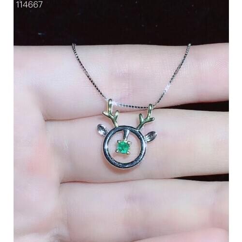 Emerald necklace Emerald Pendant Solid S925 Sterling Silver Emerald necklace For Women Colour Gem Stone