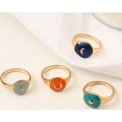 Dainty Ring Star Moon Sun Lightning Stacking Tiny Rings for Women Minimalist Jewelry Finger Jewelry Gift for Girls