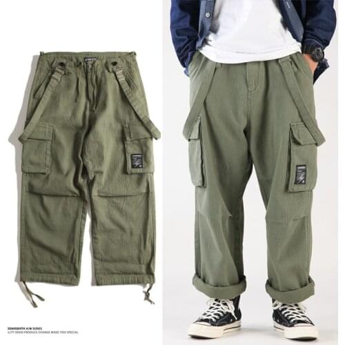 Multi-Pocket Safari Style Bib Overalls Men Hip Hop Streetwear Cargo Work Pants Coveralls Mens Casual Loose Suspender Jumpsuit