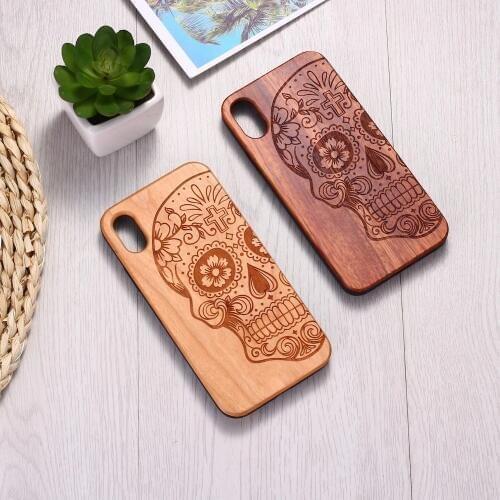 Mexican skull Vintage Floral Engraved Wood Phone Case Coque Funda For iPhone12 6 6S 6Plus 7 7Plus 8 8Plus XR X XS Max 11 Pro Max