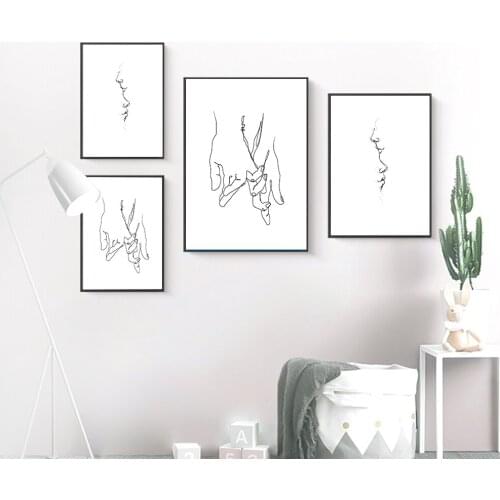 Minimalist Fashion Hand in hand Poster Canvas Painting Abstract Sketch Art Print Modern Wall Picture For Living Home Room Decor