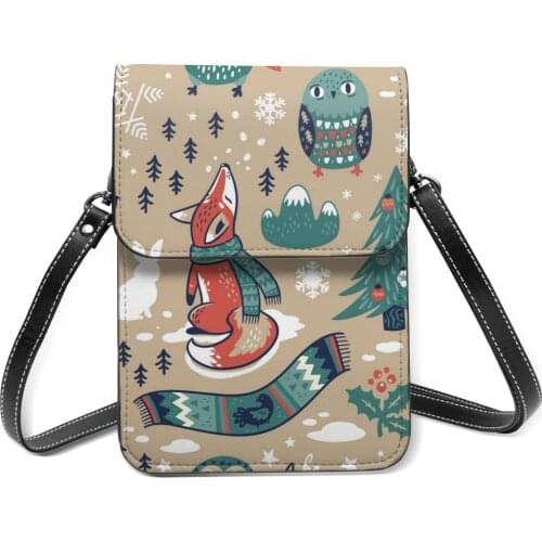 Fashion Woman Shoulder Bag Winter Cartoon Fox And Owls Lovely Element Ladies Small Bag Wild Simple Female Daily Messenger Bag
