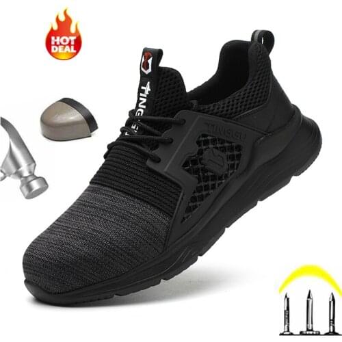 Mens Safety Work Shoes Steel Head Kevlar Insole Wear Resistant Boots Indestructible Short Sneakers Puncture-Proof Walking Boots