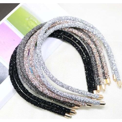 Ободок Shiny Rhinestone Beaded Women Headband Bezel for Girls обруч для волос Hair Hoop Bands 2021 Hair Accessories Hairband