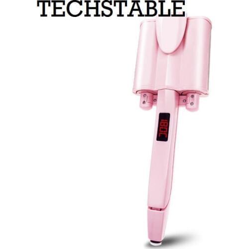 TECHSTABLE Mini Wave Hair Curling Iron 2 Stick Omelet Ceramic Triple Barrel Electric Curler Roller Flower Cone Styling Waver EU