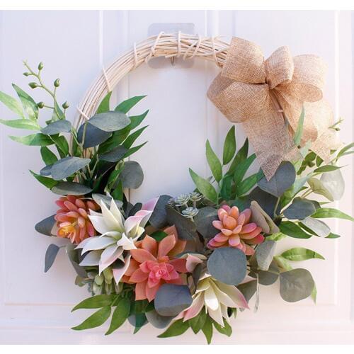 Hanging Succulent Artificial Flower Wreath for Home Garden Window Walls Front Door Hanging Flower Garland Wedding Decoration