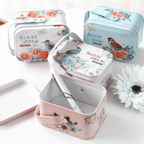 10.5x8x6cm European Style Portable Metal Box Rectangular Metal Box Sugar Box Biscuits Box Party Food Boxes Color Random