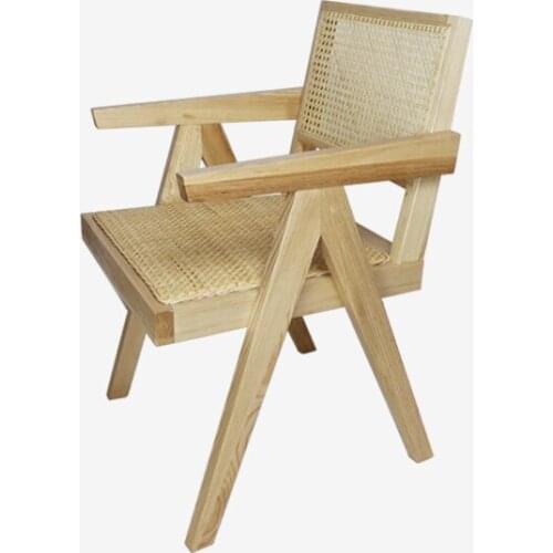 Simple Modern Conference Chair Nordic Wood Chandigar Rattan Chair Hotel Restaurant Back Retro Dining Table Chair