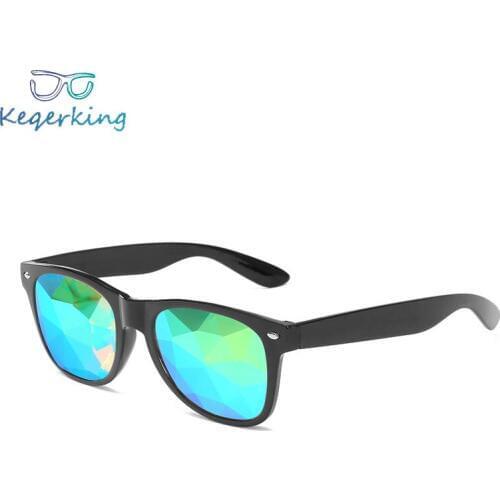 Kaleidoscope Sunglasses Psychedelic Colorful Glass Faceted Mosaic Glasses Prom Diy Accessories Women Brand Designer ZB-59