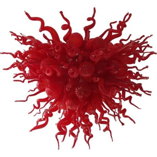 Modern LED Chandelier Red Color 28 32 Inches Creative Hand Blown Glass Lighting Dining Room Hanging Restaurant Bar Decoration