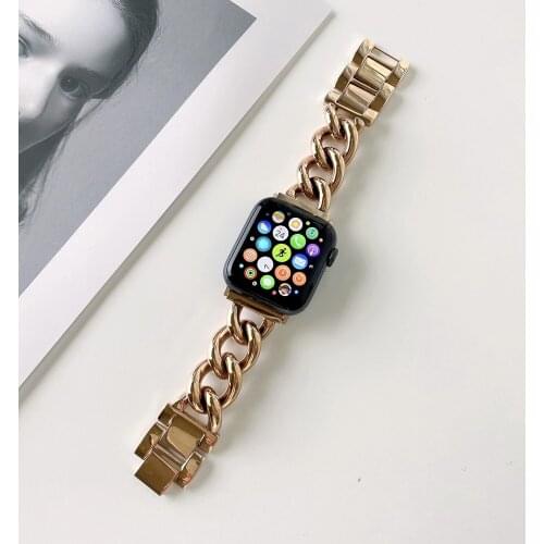 Casual Style Stailness Steel Strap for Apple Watch 38mm 42mm SE6 5 4 3 2 1 for iWatch Correa 40/ 44mm Suitable Denim chain Band