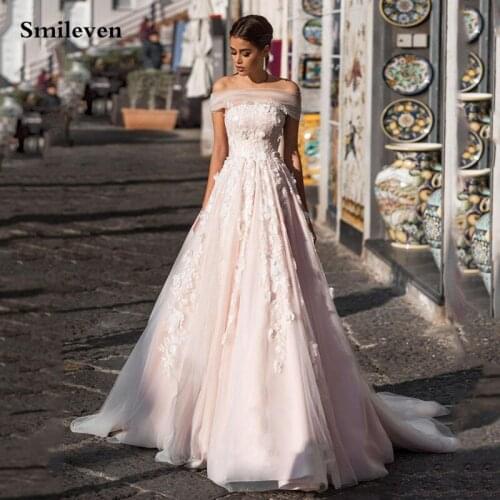 Smileven Princess Wedding Dress Off The Shoulder Bridal Gowns With 3D Flowers vestido de noiva 2020