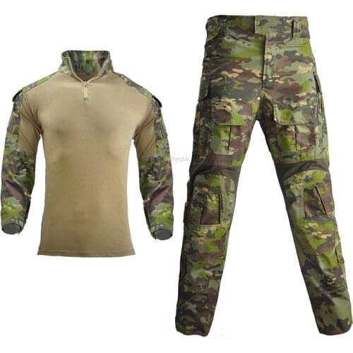 Tactical Camouflage Uniform Military Training Shirts Cargo Pants Suit Airsoft Paintball Hunting Clothing with Elbow Knee Pads