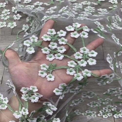 Mesh Bottom Green Root White Embroidery Lining Womens and Childrens Clothing Skirt Wedding Dress Embroidery Fabrics