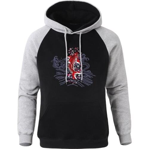 Red Koi Pattern Clothing Men Hoodies Simple Abstract Street Tracksuits For Mens Fashion Brand Oversized Sweatshirts Men