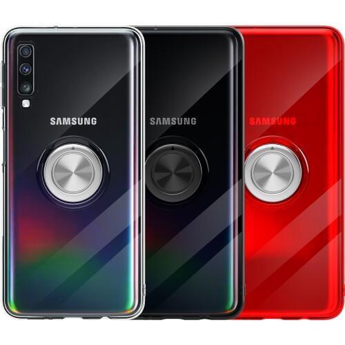 Shockproof Soft Transparent Case For Samsung Galaxy A7 2018 Stand Holder Car Ring Phone Cover for Samsung A7 2018 A750 A750F
