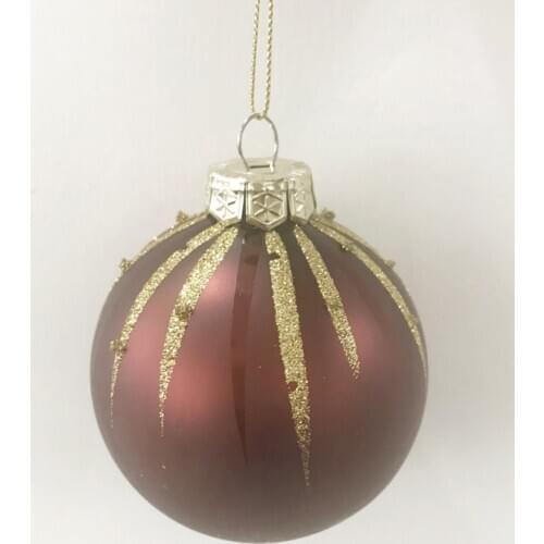 Christmas tree decorations glass ornaments small window gifts 8cm gold bar painted fog red ball