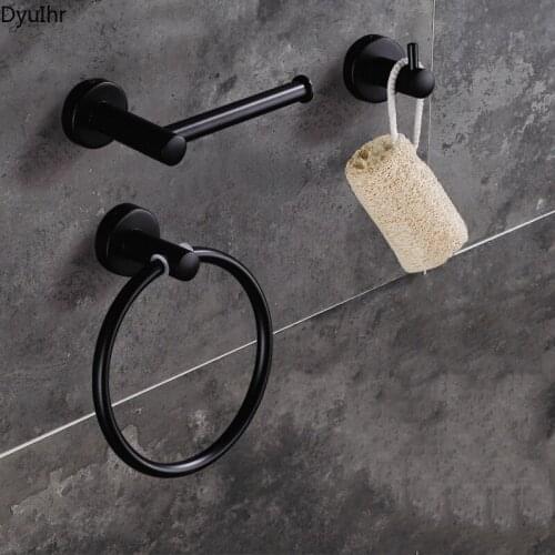 White 304 stainless steel towel rack paper towel rack three-piece towel ring bathroom pendant set DyuIhr