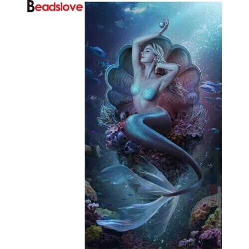 Diamond Embroidery Mermaid lady Full Square Round Diamond Painting 5D DIY Cross Stitch Rhinestone pictures mosaic decoration