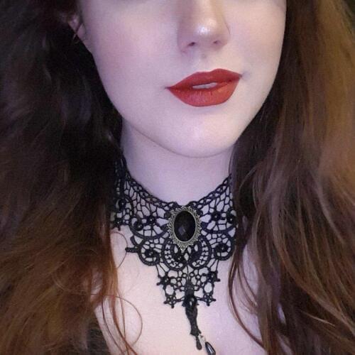 Fatpig Women Vintage Lace Necklace Collar Choker Necklace Gothic Jewelry Collares Ladies' Threads and Necklaces For Halloween