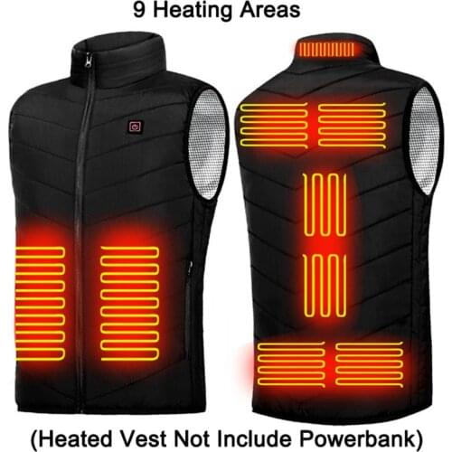 Winter Outdoor 9 Places Smart Electric Heating Warm Coat Thermal Clothing Jacket Women Waistcost Heated Vest Men Fishing Hunting