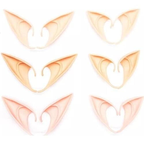 1Pair Halloween Latex Elf Ears High Simulation Soft Harmless False Ears Props Fairy Angel Dress Up Cosplay Hook Christmas Decor