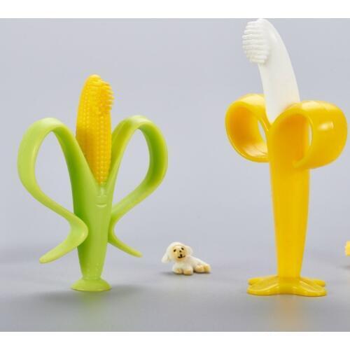 1PC Safe Banana Corn Baby Teethers Silicone Toothbrush Teething Kids Tooth Brush Dental Care Gifts Chew Toys for Children