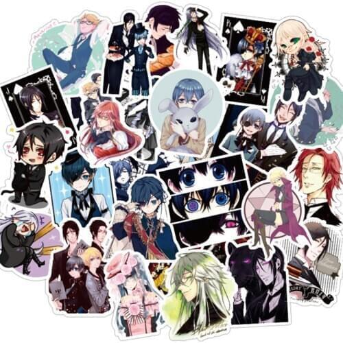 50Pcs Classic Anime Black Butler Waterproof Stationery PVC Sticker DIY Luggage Laptop Graffiti Skateboard Classic Toy Sticker