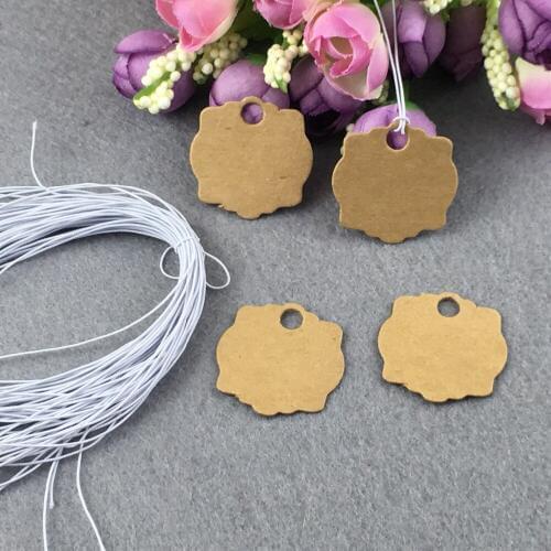 100Pcs/Lot DIY Small Cute Tag Blank Kraft Paper Handmade Soap Label/Wedding/Party/Price Hang Tag With 100Pcs Strings
