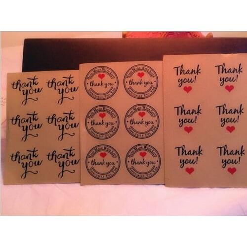 100 Pcs Thank You Love Self Adhesive Stickers Kraft Label Sticker Diameter 38mm For Diy Hand Made Gift Cake Candy Paper Tags