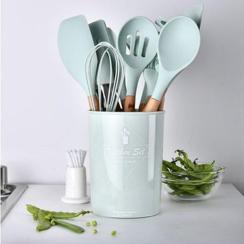 12pcs Silicone Kitchenware Non-stick Cookware Cooking Tool Spatula Ladle Egg Beaters Shovel Spoon Soup Kitchen Utensils Set hot