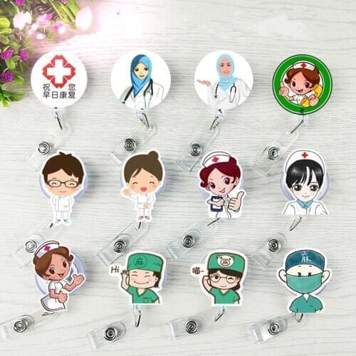 2020 New Arrival 1 Piece High Quality Retractable Nurse Badge Reel Fashion Cartoon Hospital Doctor IC ID Card Badge Holder