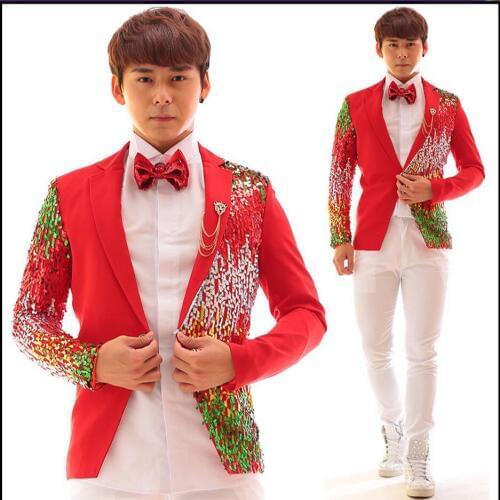 2020 Men Dj Punk Multicolour Paillette Suit Ds Clothes Bar Nightclub Blazers Singer Stage Costumes